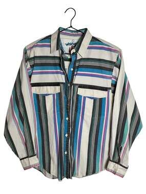 Vintage 90s Wrangler Painted Desert Striped Western Button Up Shirt